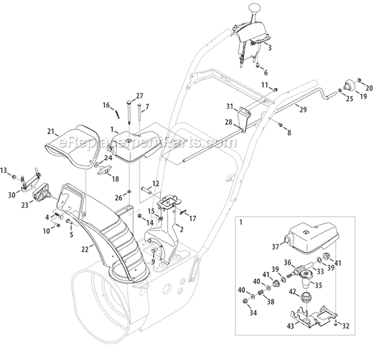 Chute 2-Way Extended Diagram and Parts List for 31AM63KE701 2012 Yard Man Snow Blower